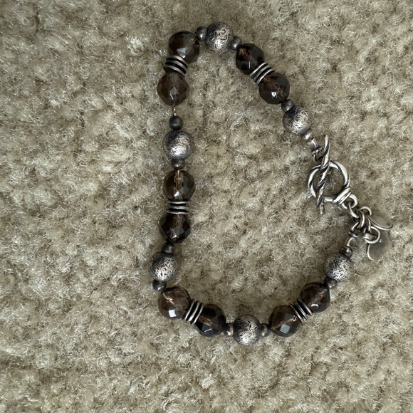 Silpada B1477 Sterling Silver Smokey Topaz Bead Bracelet with Heart Tag - Picture 5 of 5